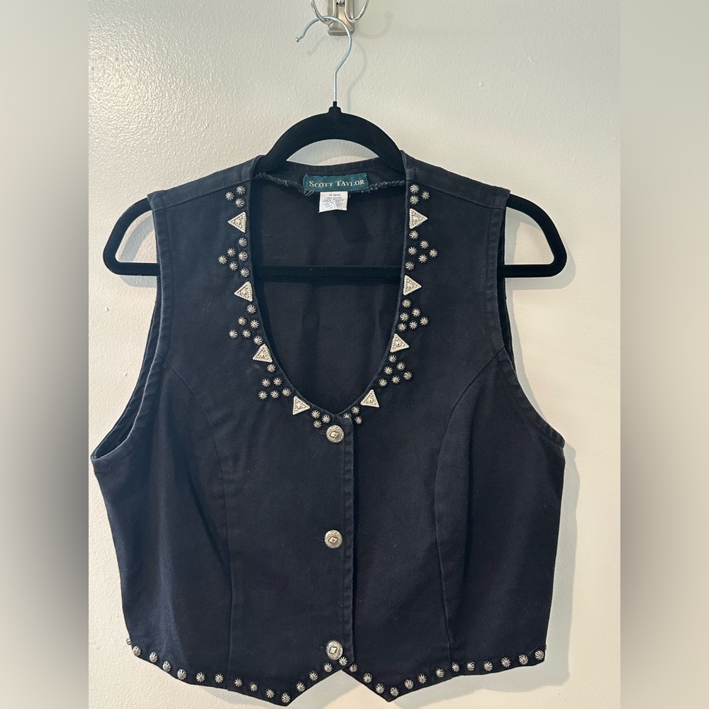Scott Taylor Black Embellished Vest